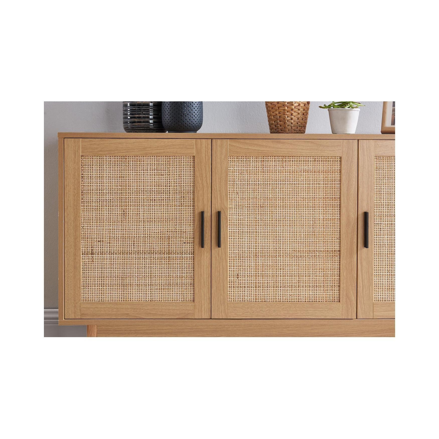 Amana - Buffet - Effet Chêne Et Cannage Rotin