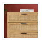 Amana - Commode 6 Tiroirs - Effet Chêne Et Cannage Rotin