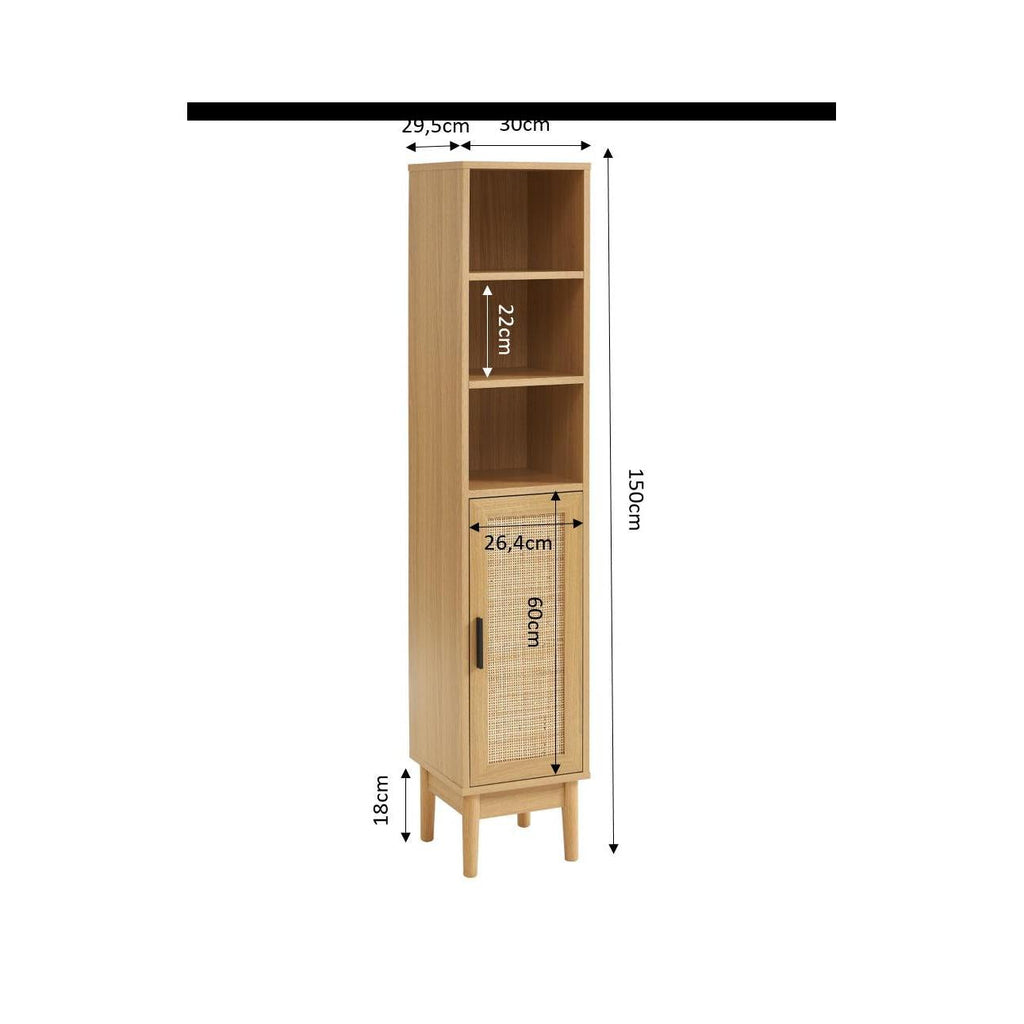 Amana - Colonne De Salle De Bain - Effet Chêne Et Cannage Rotin