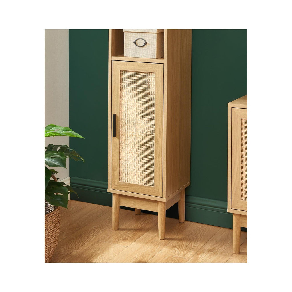 Amana - Colonne De Salle De Bain - Effet Chêne Et Cannage Rotin