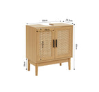 Amana - Meuble Sous Vasque - Effet Chêne Et Cannage Rotin