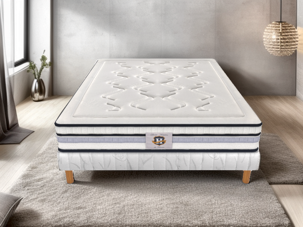 Chambourcy - Ensemble Matelas + Sommier - Blanc/Noir