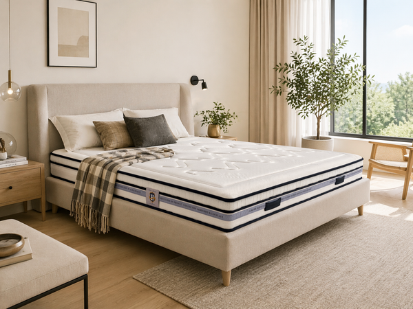 Chambourcy - Ensemble Matelas + Sommier - Blanc/Noir