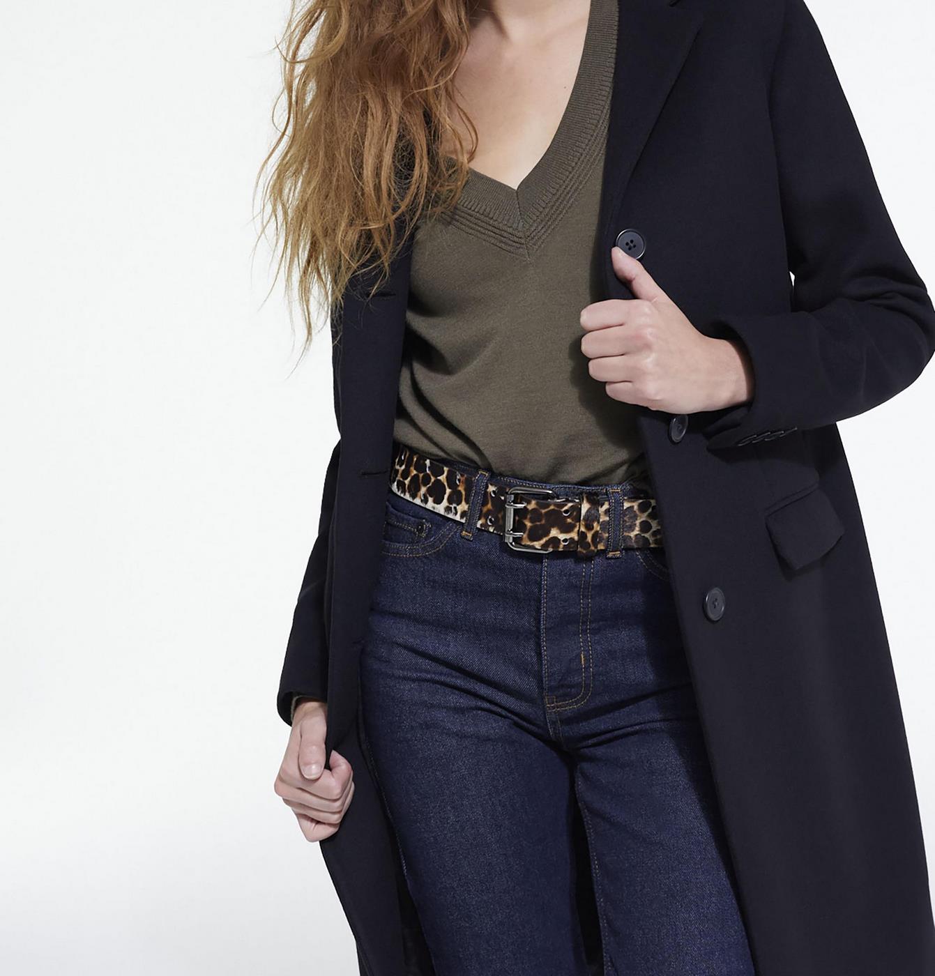 The Kooples - Ceinture En Cuir Poulain Leopard - Femme