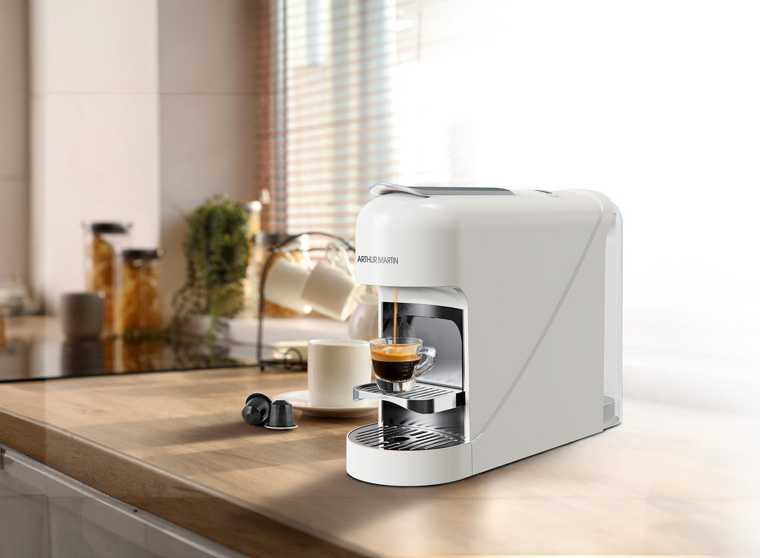 Machine À Café Capsules Nespresso Compatible - 1400W - Blanc