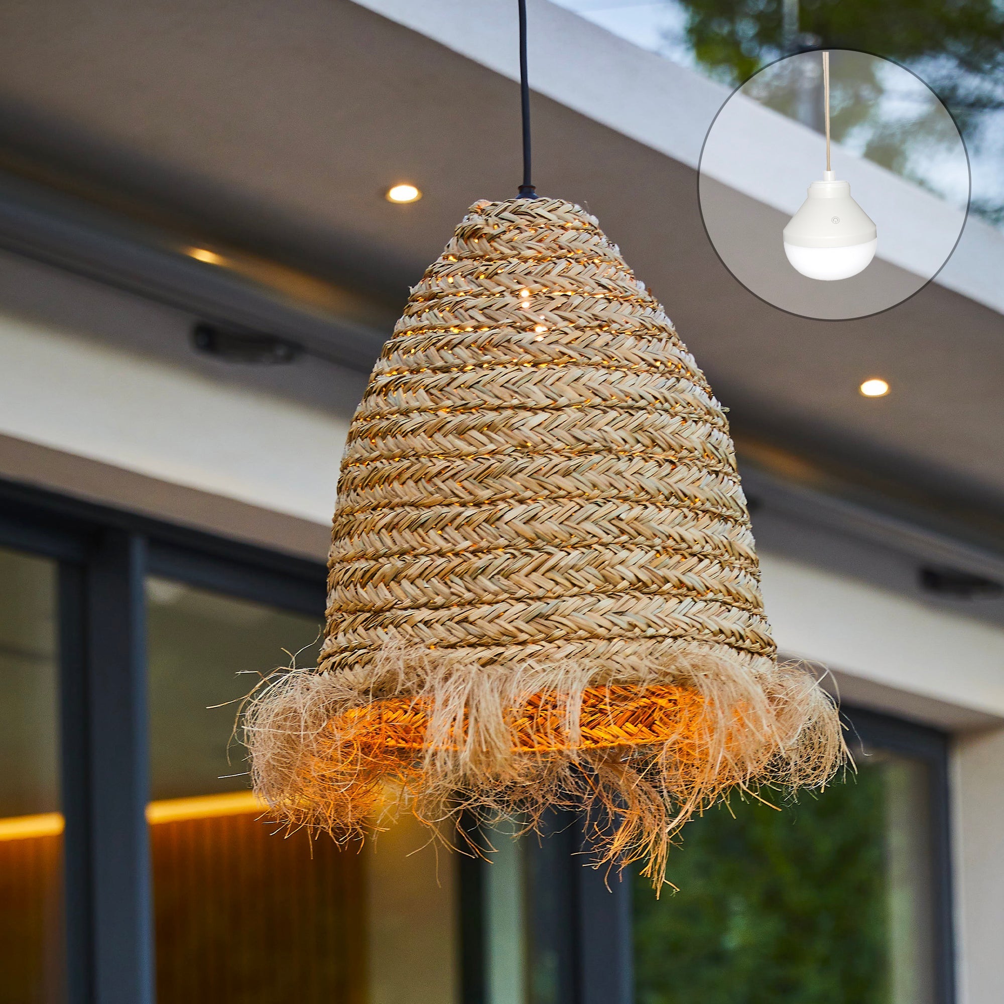 Anafi - Suspension Sans Fil - Jonc De Mer - Beige