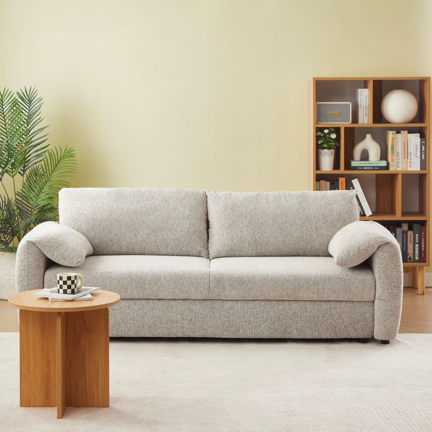 Angea - Canapé Droit Convertible 3 Places - Beige