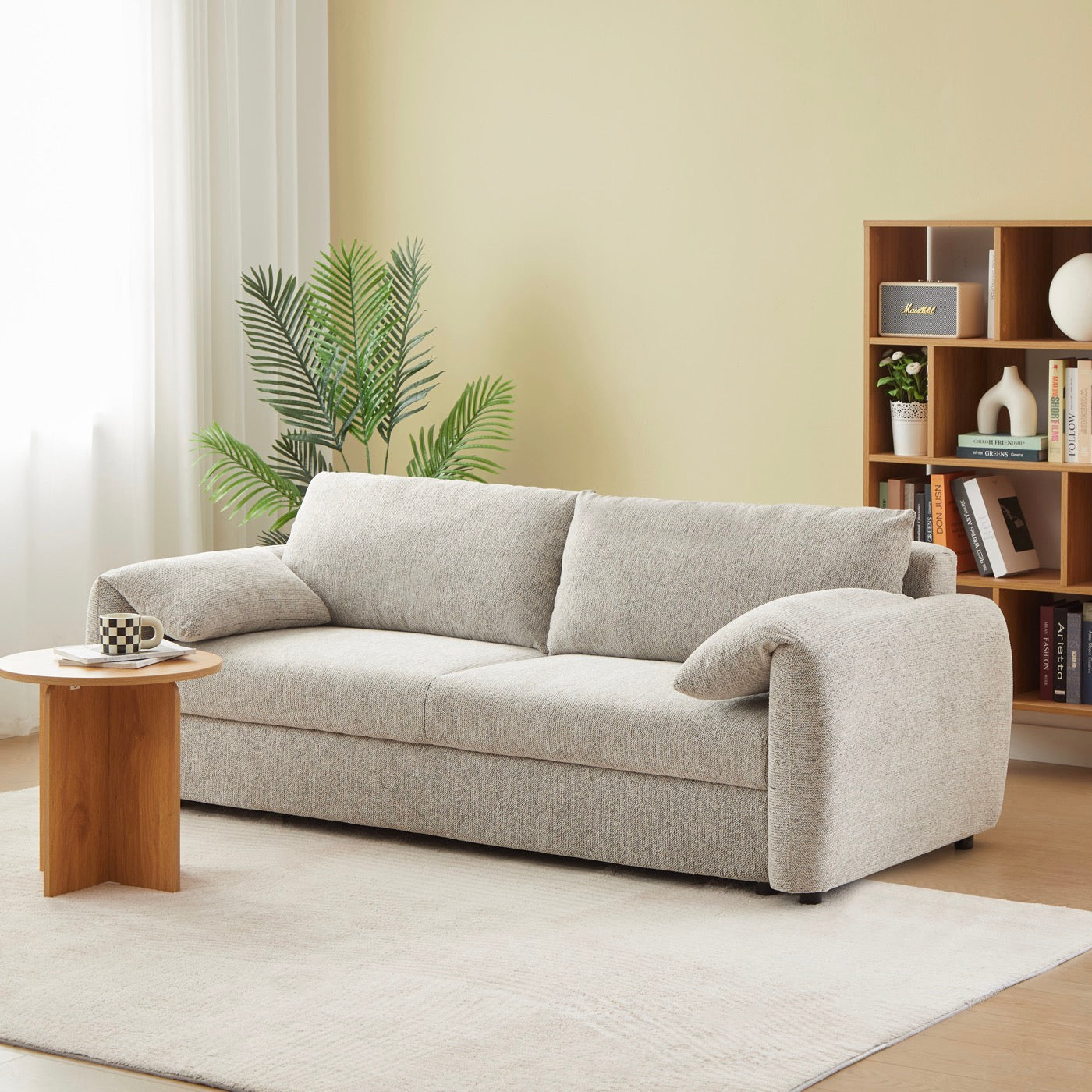 Angea - Canapé Droit Convertible 3 Places - Beige