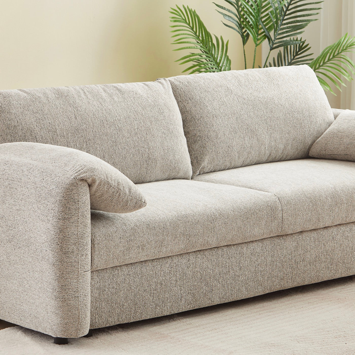 Angea - Canapé Droit Convertible 3 Places - Beige