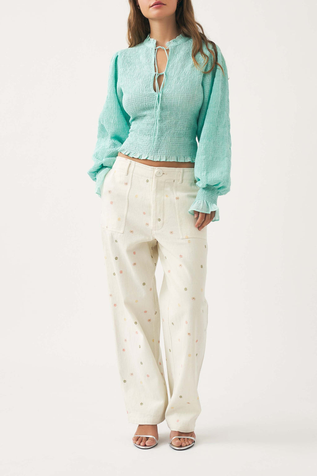 Blouse Smockée Anna - Aqua