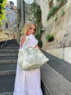 CABAS TOILE DE JOUY VERT / CABAS MADE IN FRANCE