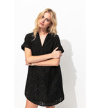 Robe Courte Broderie Anglaise - Noir Uni Fonce