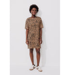Robe T-shirt en Coton Femme - Marron Imprime