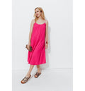 Robe Évasée en Gaze de Coton - Rose Uni Colore