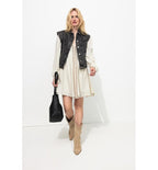 Robe Courte Brodée Femme - Naturel Uni Clair