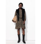 Robe Courte en Voile Fleuri - Noir Imprime