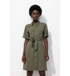 Robe-chemise Léopard Femme - Kaki Uni Fonce