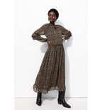 Longue Robe en Voile Fleuri - Noir Imprime