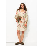 Robe Courte Brodée Femme - Naturel Uni Clair