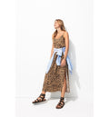 Robe Longue à Fines Bretelles - Marron Imprime