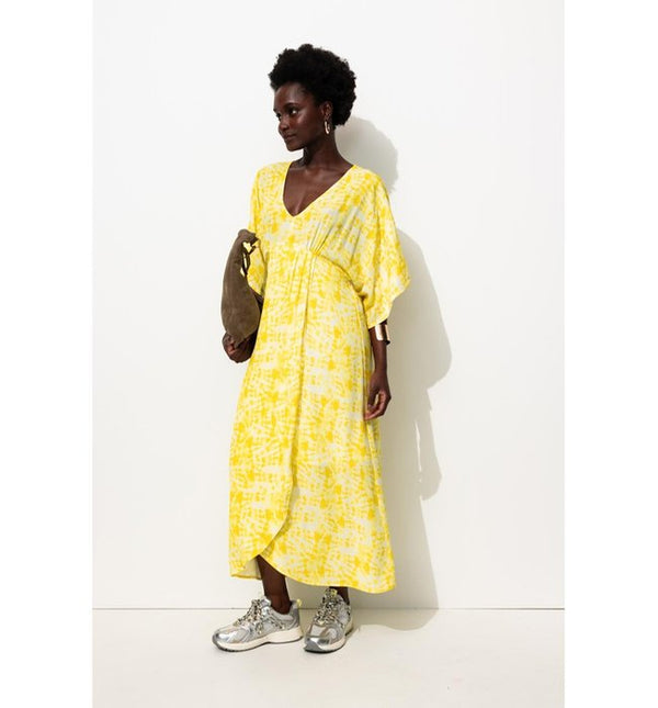 Robe Longue Imprimée Femme - Jaune Imprime
