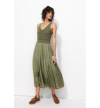 Robe Midi Femme - Kaki Uni Fonce