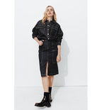 Jupe Midi en Jean Brut - Jeans Uni Fonce