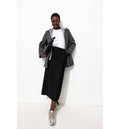 Jupe Midi Fendue Femme - Noir Uni Fonce
