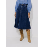 Jupe Midi en Jean Femme - Jeans Uni Fonce