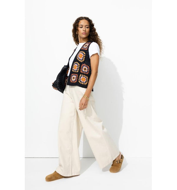 Gilet sans Manches en Crochet - Bleu Imprime
