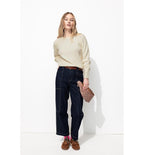 Pull Col Rond Femme - Naturel Uni Clair