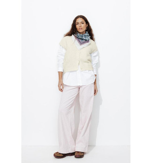 Cardigan sans Manches Femme - Naturel Uni Clair