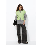Cardigan sans Manches Femme - Vert Uni Colore