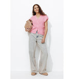 Cardigan sans Manches Femme - Rose Uni Colore