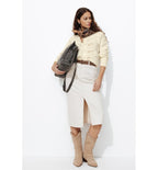 Cardigan Torsadé Femme - Naturel Uni Clair