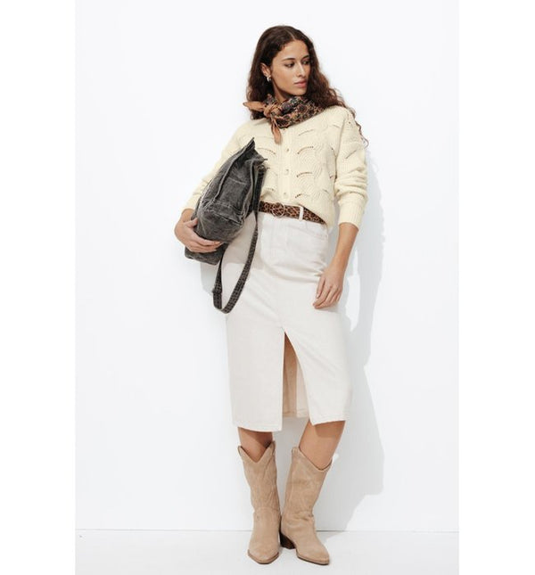 Cardigan Torsadé Femme - Naturel Uni Clair