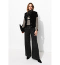 Pull Côtelé Marinière Femme - Noir Raye
