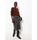 Pull Côtelé Boutonné Femme - Marron Uni Fonce