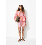 Short Rayé en Gaze de Coton - Rose Raye