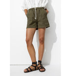 Short Uni en Toile Femme - Kaki Uni Fonce
