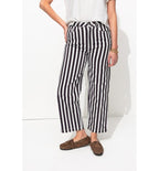 Pantalon Court Rayé Femme - Bleu Raye