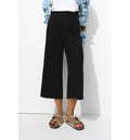 Pantalon Large et Court Femme - Noir Uni Fonce