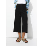 Pantalon Large et Court Femme - Noir Uni Fonce