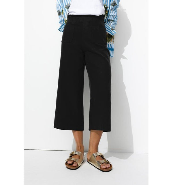 Pantalon Large et Court Femme - Noir Uni Fonce
