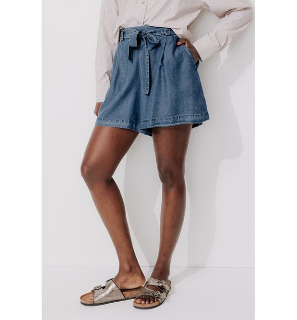 Short en Lyocell Femme - Jeans Uni Fonce