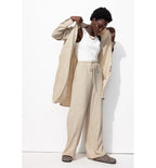 Pantalon Large Taille Haute - Naturel Uni Clair
