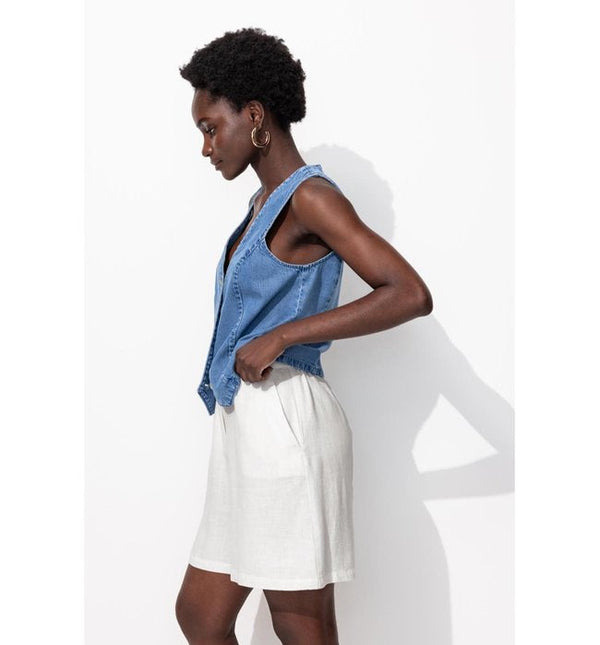 Short Large Femme - Naturel Uni Clair