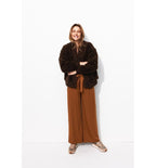 Pantalon Large et Fluide Femme - Marron Uni Fonce