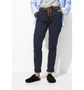 Pantalon Chino Ceinturé Femme - Bleu Uni Fonce