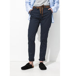 Pantalon Chino Ceinturé Femme - Bleu Uni Fonce